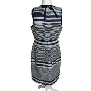 NWOT J Crew Sheath Dress Navy White Stripe Tweed‎ Indigo Size 12 Career Nautical thumbnail 4