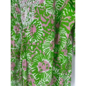 Lilly Pulitzer Womens‎ Sarasota V-Neck Beaded Tunic Top Size Medium Cotton Green thumbnail 3