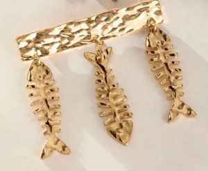 NWT $20 Free People Fish Outta Water Brooch In Gold thumbnail 1