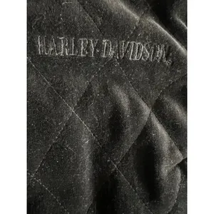Harley Davidson Black Vest Velvet Embroidered Zip Women’s Medium Biker Goth Y2K thumbnail 5