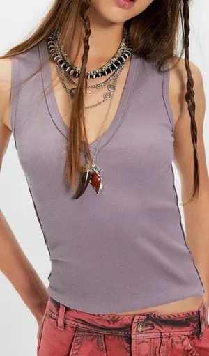 NWOT Free People We The Free Neria Tank - purple dove - XS thumbnail 1