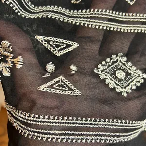 Cecico Sheer Tank Blouse w/Embroidery and a keyhole front tie Black thumbnail 13