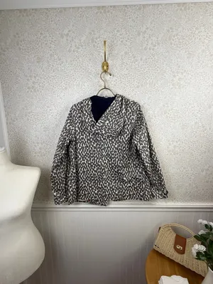 BODEN Gray and White Printed Canvas Heavy Utility Field Rain Jacket - Size - 6 thumbnail 4