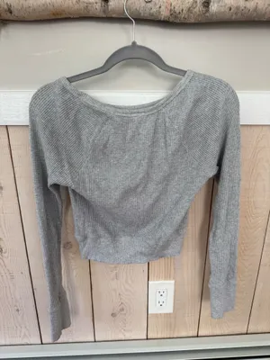 Aerie Waffle Knit Cropped Long Sleeve thumbnail 2