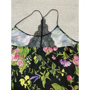Victorias Secret Satin Camisole Top NWT Black Floral Lace Back Halter Size L thumbnail 5