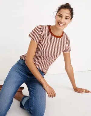 Madewell Orange Striped Top thumbnail 1