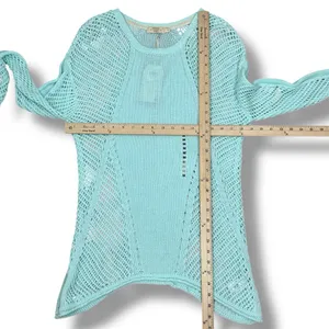 Paradise Shores Open Knit Mesh‎ Beach Sweater Swim Cover Aqua Green Medium thumbnail 11