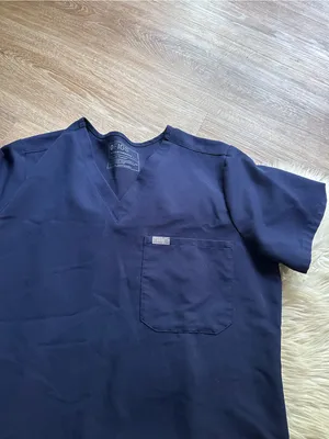FIGS Catarina Scrub Top In Navy Blue thumbnail 6