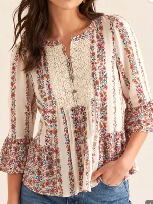 Anthropologie Maeve Hiver Floral Crochet Lace Panel Top Size 6 thumbnail 1