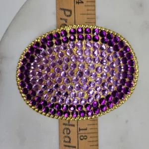 Vintage 1995 Rhinestone Belt Buckle Purple Gold Tone Oval Rope Border Y2K Retro thumbnail 10