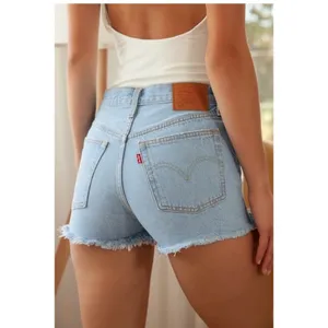 Levi's 501 button fly cotton denim raw hem shorts high rise 32 thumbnail 3