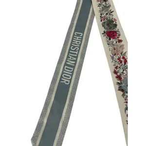 Christian Dior Toile de Jouy‎ Floral Silk Mitzah Scarf Beige Multicolor thumbnail 10