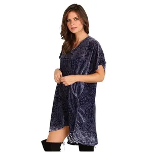 Free People DRESS Room of Shadows Velvet Burnout Shift Dress Womens XS Blue thumbnail 4