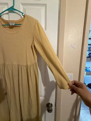 Bedford Fair Vintage Yellow Long Sleeve Ribbed Knit Bodice Maxi Dress thumbnail 3