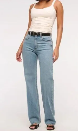 Abercrombie The 90's Relaxed Straight Leg Jeans High Rise Blue 6 / 28 thumbnail 1