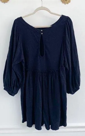 Free People Beach Beyond Obsessed Black Babydoll Romper thumbnail 5