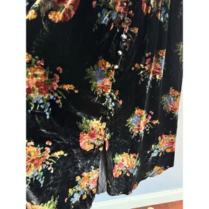 NWOT Anthropologie Katerina Button Front Midi Dress Black Velvet Floral Small thumbnail 7