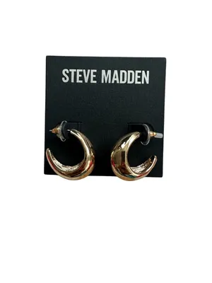 STEVE MADDEN Gold Tone Rounded Hoops Earrings NEW NWT thumbnail 2