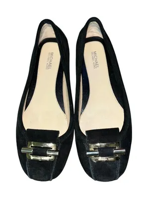 Michael Michael Kors Womens Black Suede Gloria Moc Driving Flats Size 6M Leather thumbnail 1