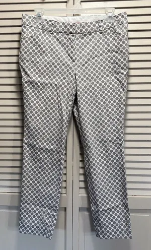 Zac & Rachel Tan/White Geo Print Crop Skinny Pants Size 6‎ Mid Rise Pockets Zip thumbnail 1
