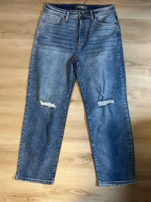 JUSTUSA Distressed Dad Jean Medium Denim 30 Womens AB132 NEW thumbnail 1
