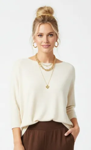 Antonio Melani Wool Blend Ivory Half Sleeve Light Weight Oversize Fit Sweater S thumbnail 1