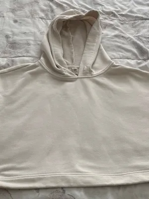 ALO Yoga Air Land Ocean Cream Short-Sleeve Cropped Hoodie sweatshirt, size M thumbnail 1