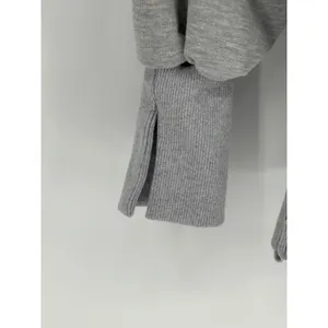 Trendy Queen‎ Oversized Gray Sweatshirt Womens Medium Side Slit Boho Raw Seam thumbnail 10