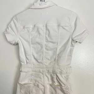 GOOD AMERICAN Fit for Success Denim Utility Dress Denim in Wash White Size Small thumbnail 9