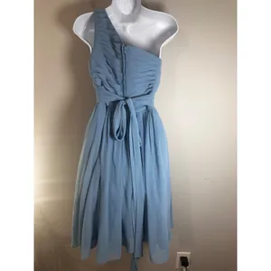 Azazie One Shoulder Pleated Chiffon Bridesmaid Dress Sky Blue Size A0‎ Formal thumbnail 5