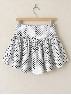 Anthropologie Maeve Black White Polka Dot Mini A-Line Skort Lined Bike Shorts thumbnail 6