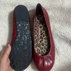 Gianni Bini Red Leather Pleat It Ballet Flat thumbnail 4