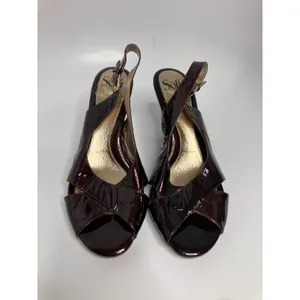 Sofft Slingback Heels Womens 9.5M Burgundy Excellent Patent Leather Open Toe thumbnail 2