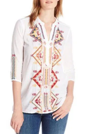 Johnny Was 3J Workshop Embroidered Isadora Tunic Top Women’s Sz L thumbnail 1
