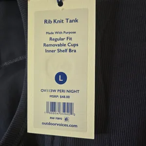 Outdoor Voices Women's Snug Fit Side Ruched Ribbed Tank Top Size Large NWT Blue thumbnail 8