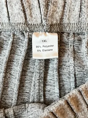 Womens Ribbed Lounge Set Gray Top Pants Side Stripe Soft Stretch Cozy 1XL thumbnail 6