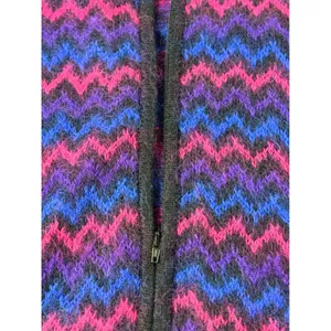 Vintage Kerri Kelsey Mohair Wool Zip Cardigan Sweater‎ Pink Purple Chevron Small thumbnail 8
