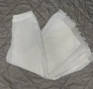 ✨ Samuel Dong White Pleated Pants – Textured Sculptural Evening Wear – Size L thumbnail 1