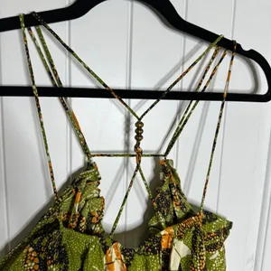 Anthropologie Kenzie Parrott green butterfly nature midi dress small vacation‎ thumbnail 13