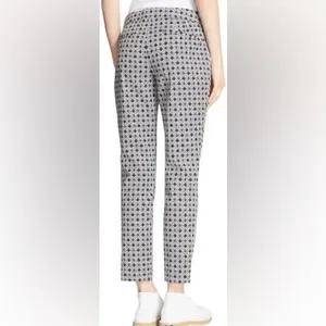 Tory Burch Women’s Callie Jaquard Seamed Black Ivory Mid Rise Cropped Pants Sz 8 thumbnail 5