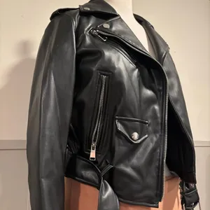 Zara Black Faux Leather Moto Jacket thumbnail 4