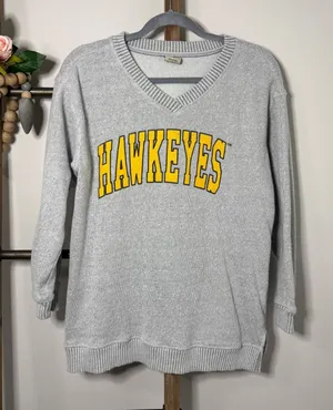 UGApparel Hawkeyes V‎ Neck Gray Sweatshirt Pullover Womens Size Large thumbnail 1