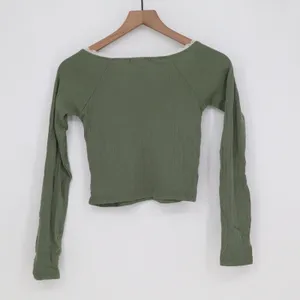 Forever 21 Top Womens S Cropped Sage Green Lace Trim Pointelle Excellent thumbnail 3