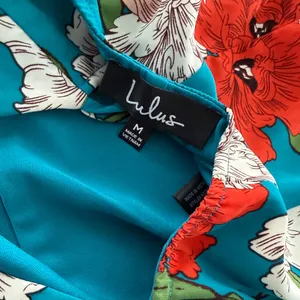 Lulus Teal Floral Wrap Midi Dress Size M thumbnail 12