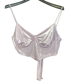Rue 21 NWT! Lilac Sparkly Tank Top Tie Back Women’s Large thumbnail 1