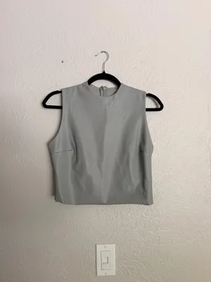 Skims faux leather gray matte sleeveless crop top L thumbnail 3