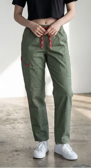 Dickies Olive Straight-Leg Utility Pants with Red Drawcord thumbnail 1