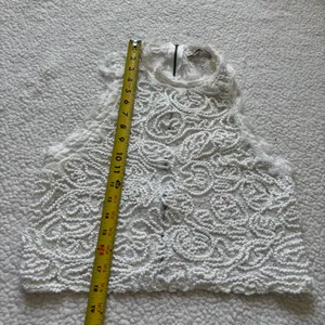 Zara Trafaluc White Cord Embroidered Lace Halter Crop Top L Sheer Boho Coquette thumbnail 5