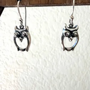 Sterling Silver Owl Dangle Earrings thumbnail 2