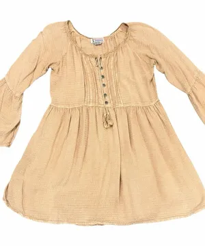 Boho Tassel Peasant mini Dress - Beige women’s one size L/XL NWOT thumbnail 1